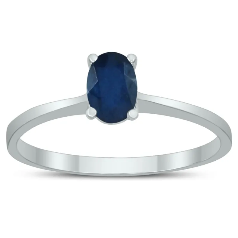 Oval Solitaire 6X4MM Sapphire Ring in 10K White Gold sold by Zulily