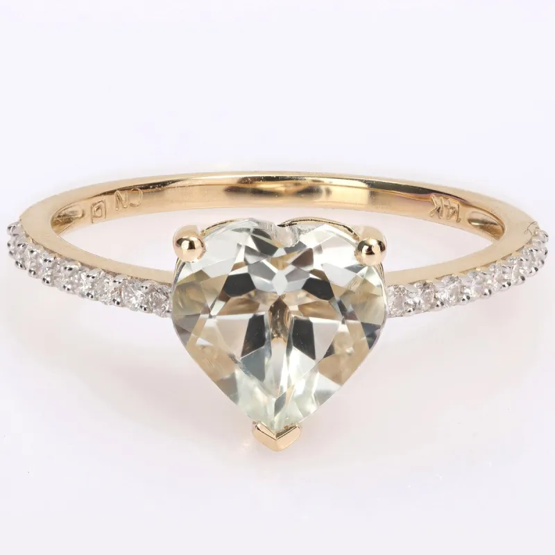 Miadora Heart-Cut Green Amethyst and 1/6ct TDW Diamond Ring in 14k Yellow Gold sold by Zulily