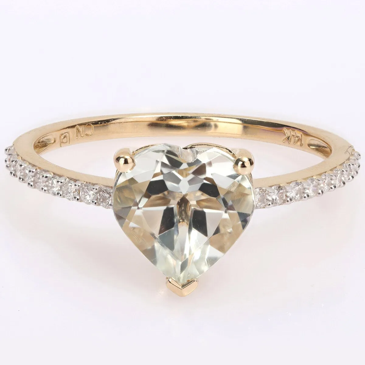 Miadora Heart-Cut Green Amethyst and 1/6ct TDW Diamond Ring in 14k Yellow Gold sold by Zulily
