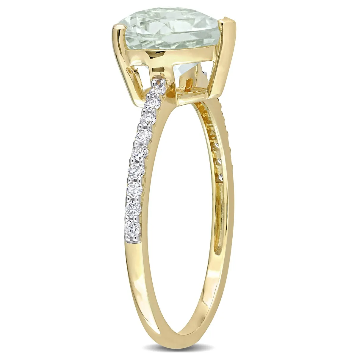 Miadora Heart-Cut Green Amethyst and 1/6ct TDW Diamond Ring in 14k Yellow Gold sold by Zulily product image thumbnail 4