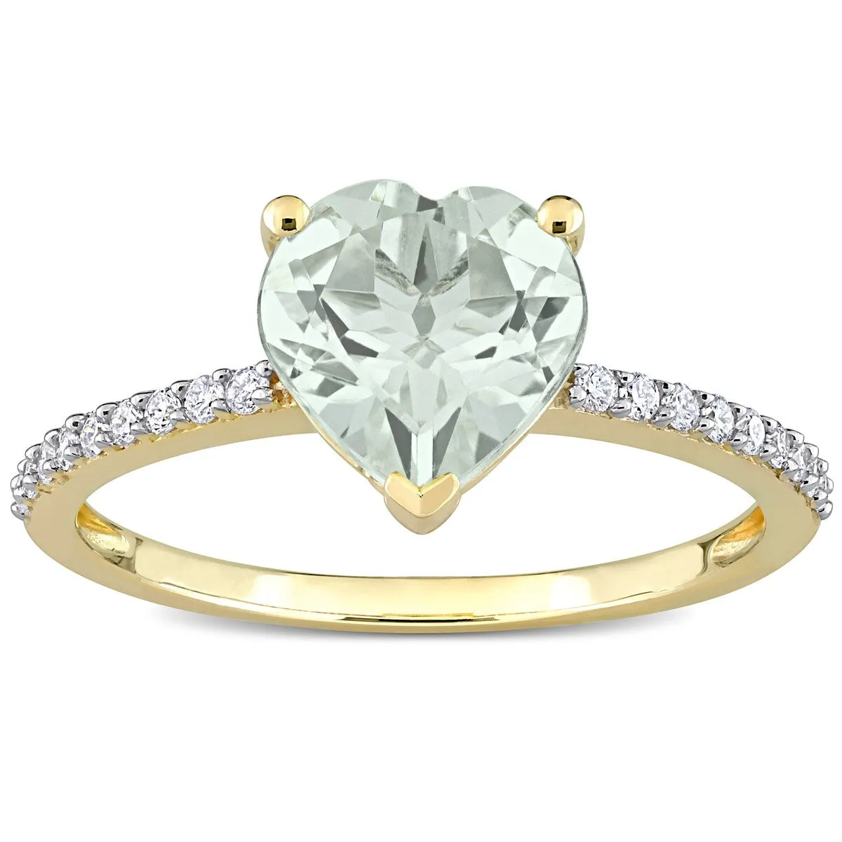 Miadora Heart-Cut Green Amethyst and 1/6ct TDW Diamond Ring in 14k Yellow Gold sold by Zulily product image thumbnail 3