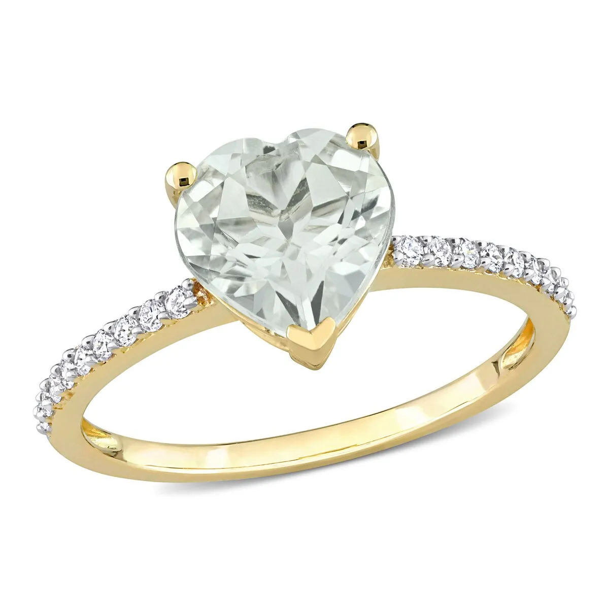 Miadora Heart-Cut Green Amethyst and 1/6ct TDW Diamond Ring in 14k Yellow Gold sold by Zulily product image thumbnail 2
