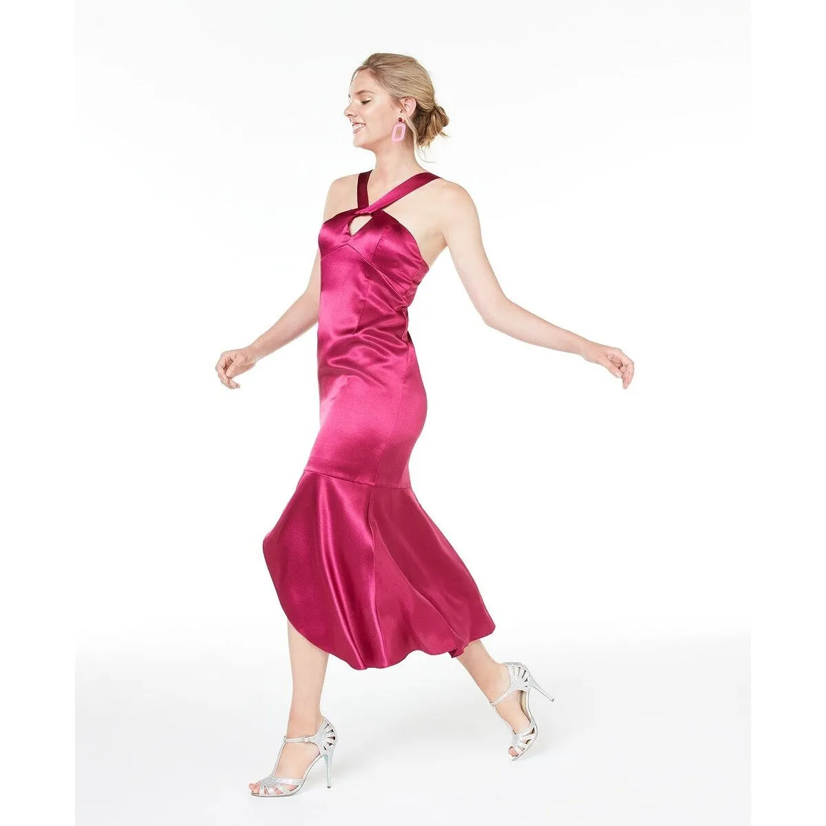 Aidan Aidan Mattox Womens Zippered Sleeveless Keyhole Party Hi-Lo Dress Pink Size 12 sold by Zulily product image thumbnail 3