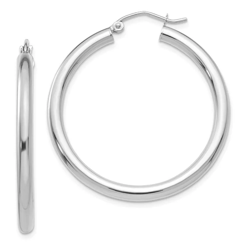 Curata 10k White Gold 35x3mm Polished Classic Tube Hoop Earrings sold by Zulily