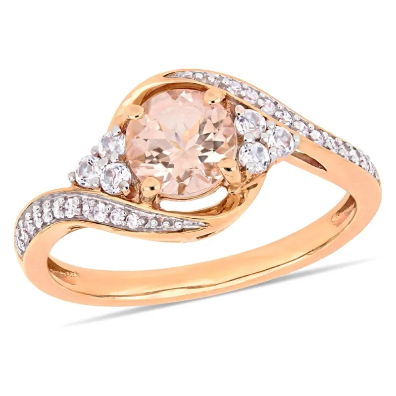 Miadora 10k Rose Gold Morganite White Topaz and 1/10ct TDW Diamond Engagement Ring made by Zulily