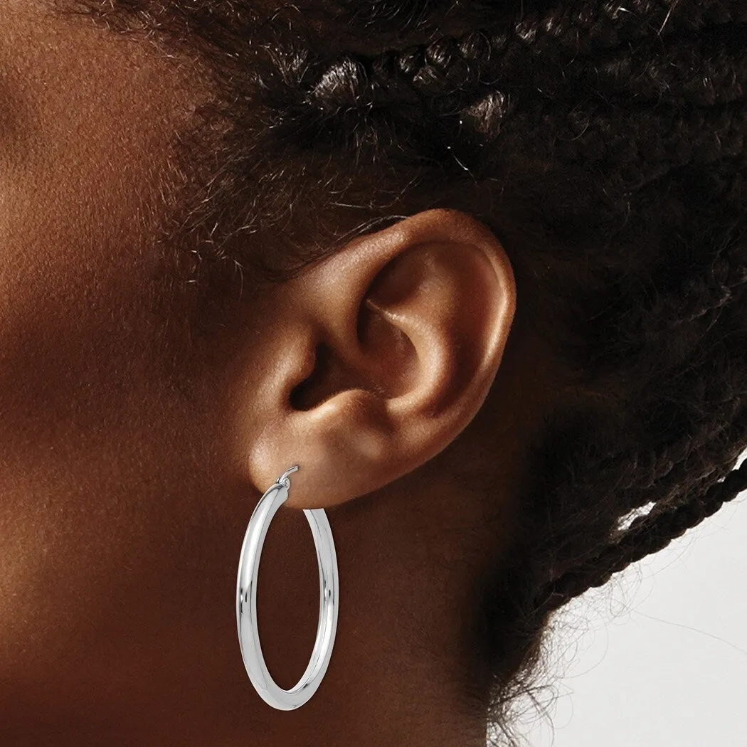 Curata 10k White Gold 35x3mm Polished Classic Tube Hoop Earrings sold by Zulily product image thumbnail 3