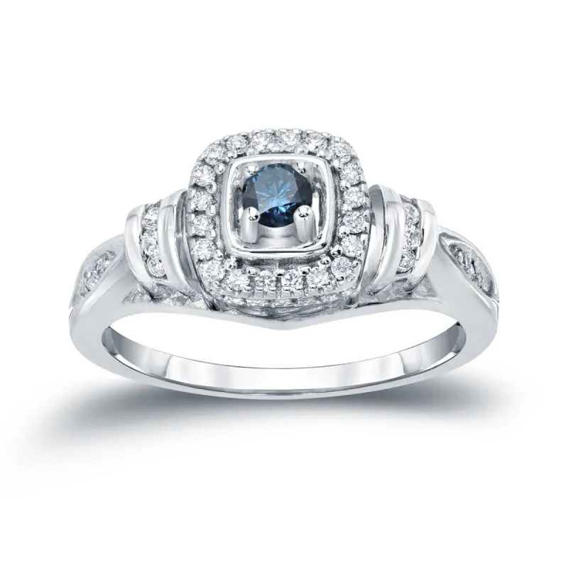 Auriya Modern Round 2/5ct TW Blue Diamond Halo Engagement Ring 14k Gold sold by Zulily