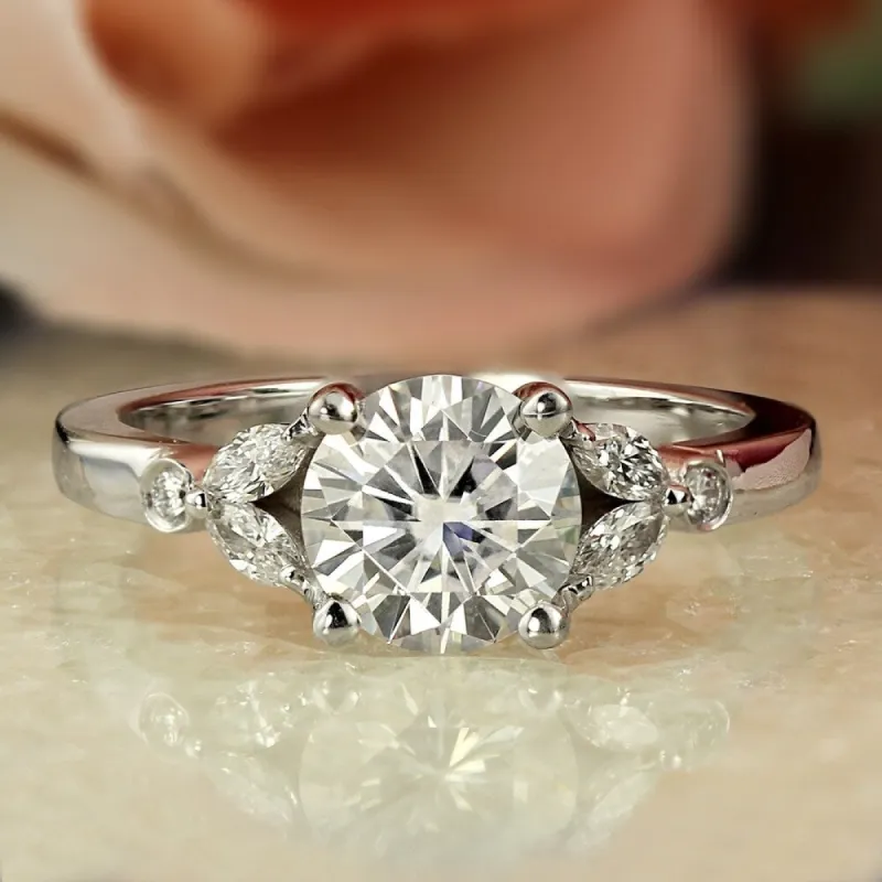 Auriya 14k Gold Vintage 3/4ct Moissanite and Floral Diamond Engagement Ring 1/4ctw sold by Zulily