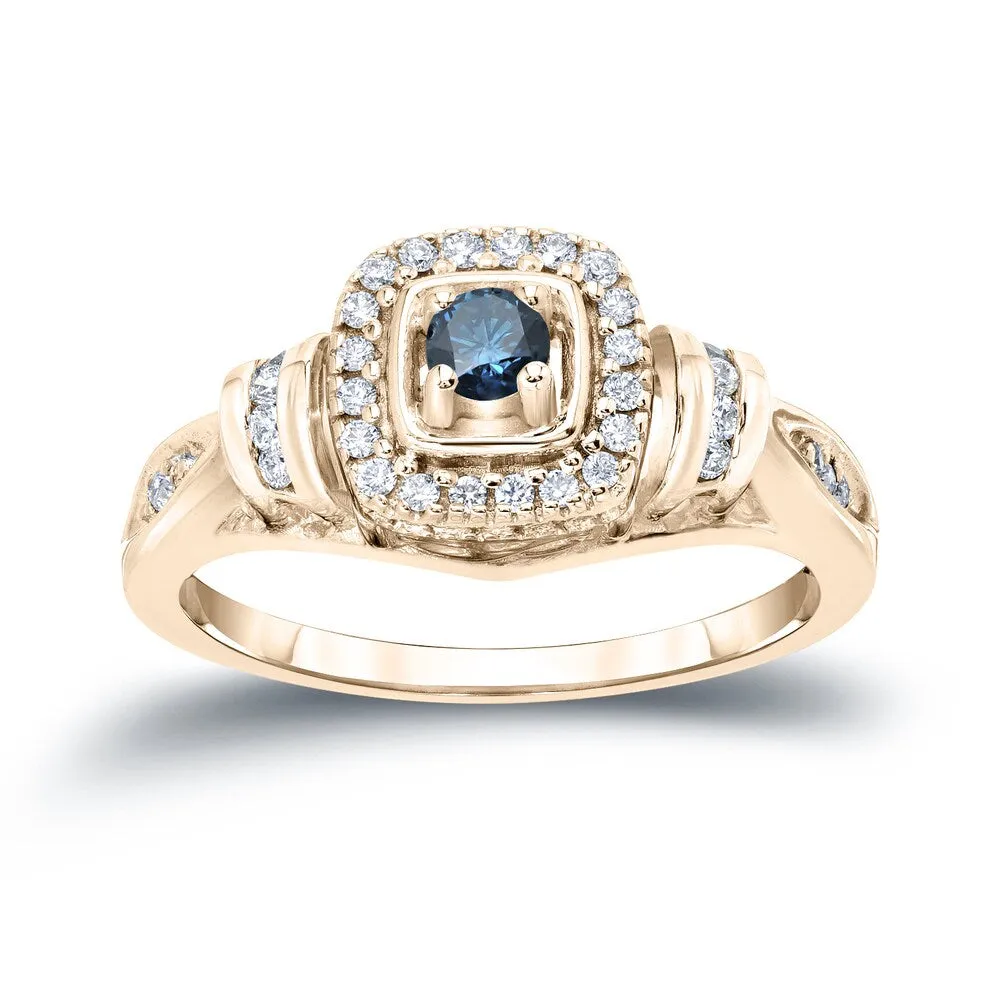 Auriya Modern Round 2/5ct TW Blue Diamond Halo Engagement Ring 14k Gold sold by Zulily product image thumbnail 2
