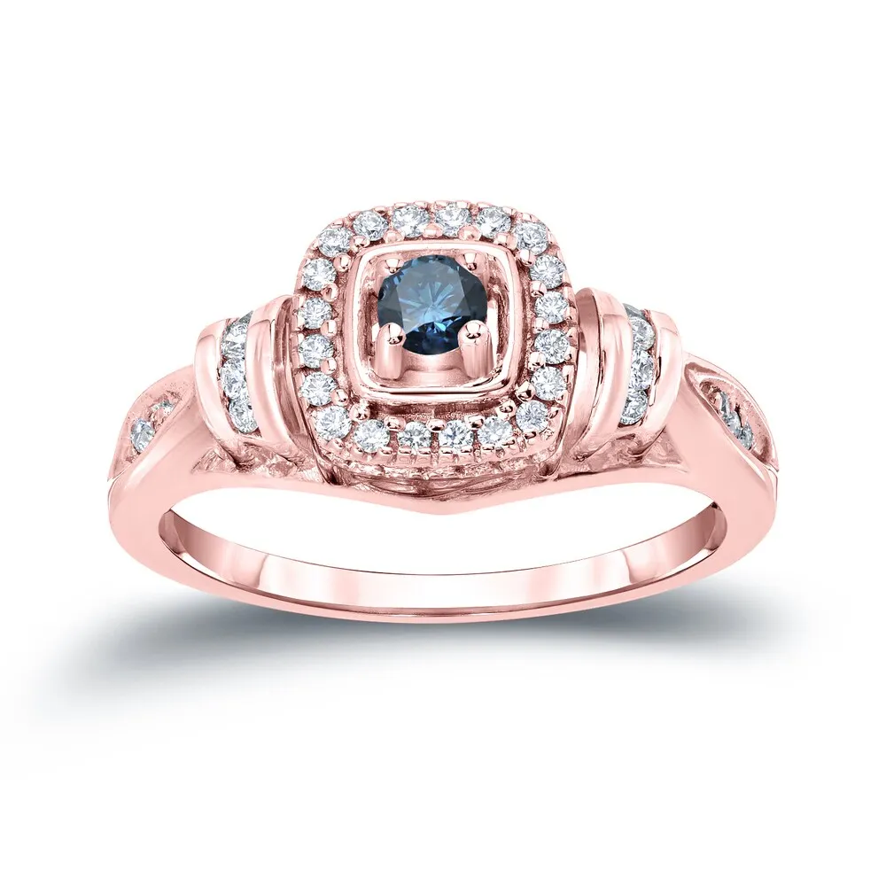 Auriya Modern Round 2/5ct TW Blue Diamond Halo Engagement Ring 14k Gold sold by Zulily product image thumbnail 3