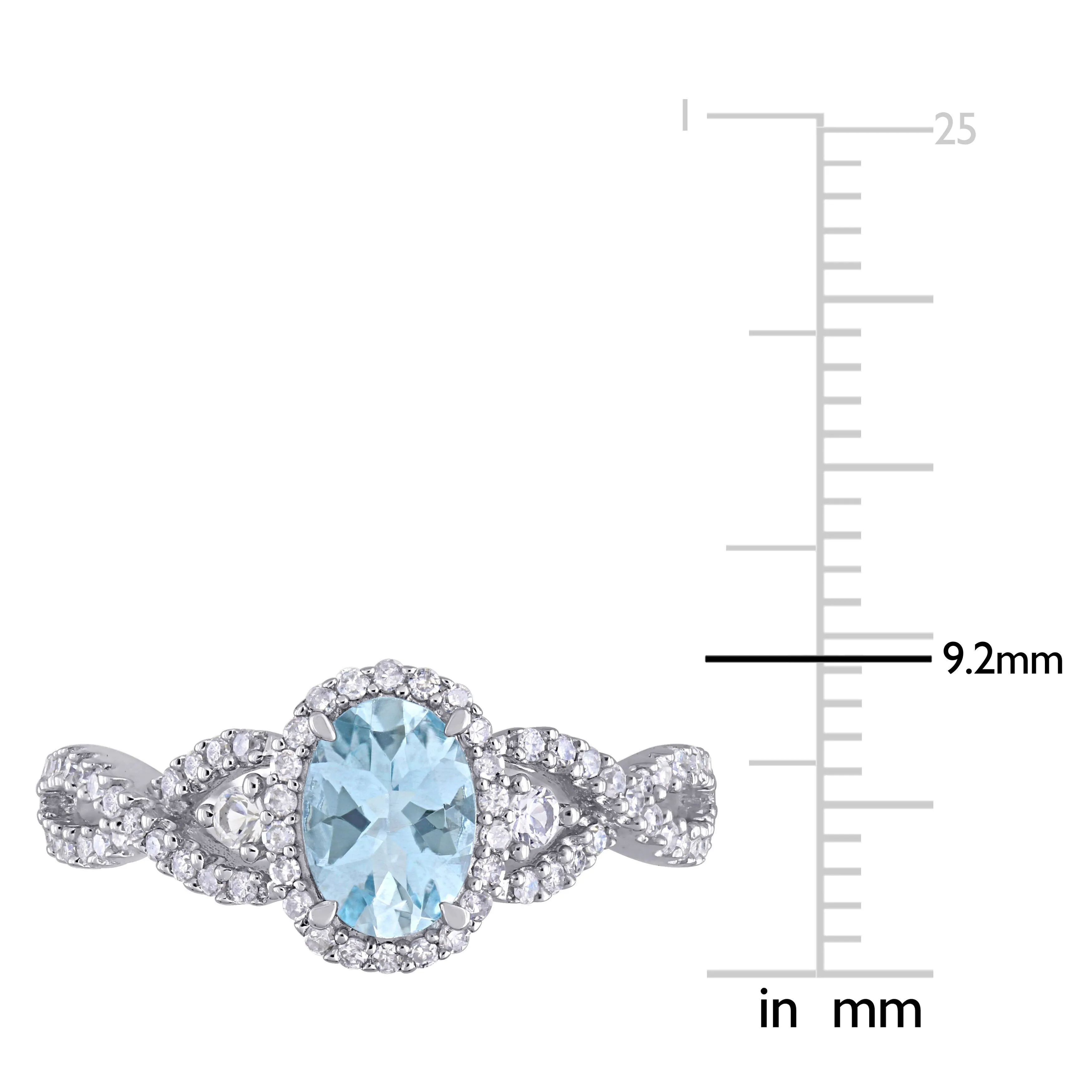 Miadora 5/8ct TGW Aquamarine White Sapphire and 1/3ct TW Diamond Halo Ring in 10k White Gold sold by Zulily product image thumbnail 2