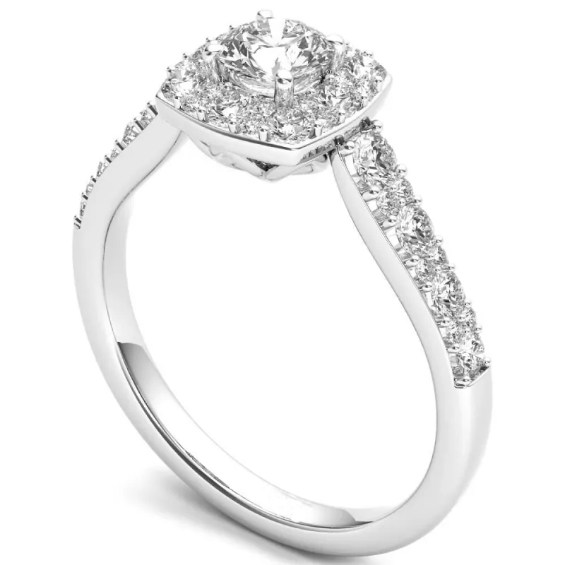De Couer 14k White Gold 1 ct TDW Diamond Halo Ring sold by Zulily