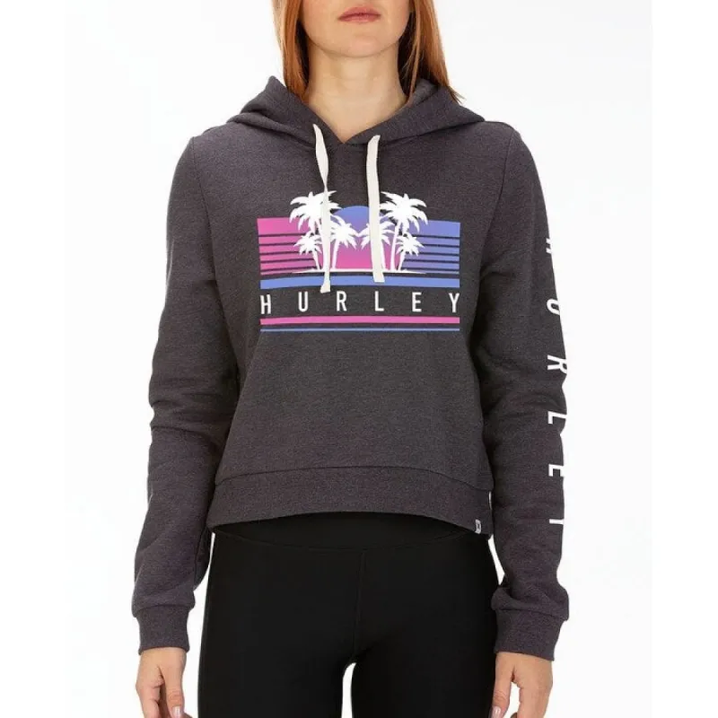 Hurley Women's Tropicana Cropped Fleece Hoodie Gray - XS sold by Zulily