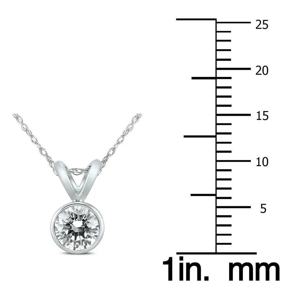 1/2 Carat Solitaire Diamond Bezel Pendant in 14K White Gold sold by Zulily product image thumbnail 3