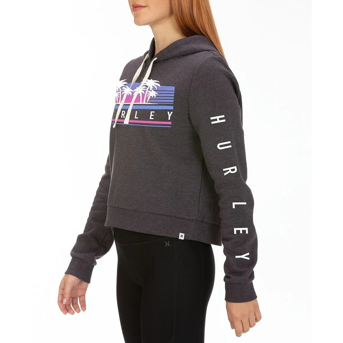Hurley Women's Tropicana Cropped Fleece Hoodie Gray - XS sold by Zulily product image thumbnail 3