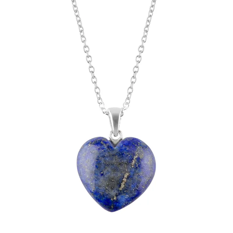 925 Sterling Silver 18.15Ct Natural Lapis Lazuli Heart Pendant for Women Gifts sold by Zulily