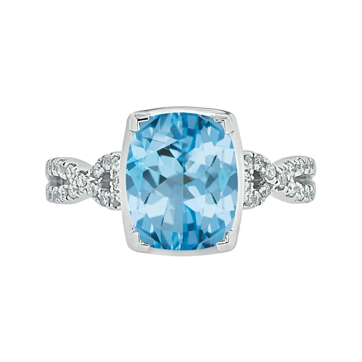Auriya 3 9/10ct Cushion-cut Sky-blue Topaz and Diamond Engagement Ring 1/5ctw 14k Gold sold by Zulily product image thumbnail 2