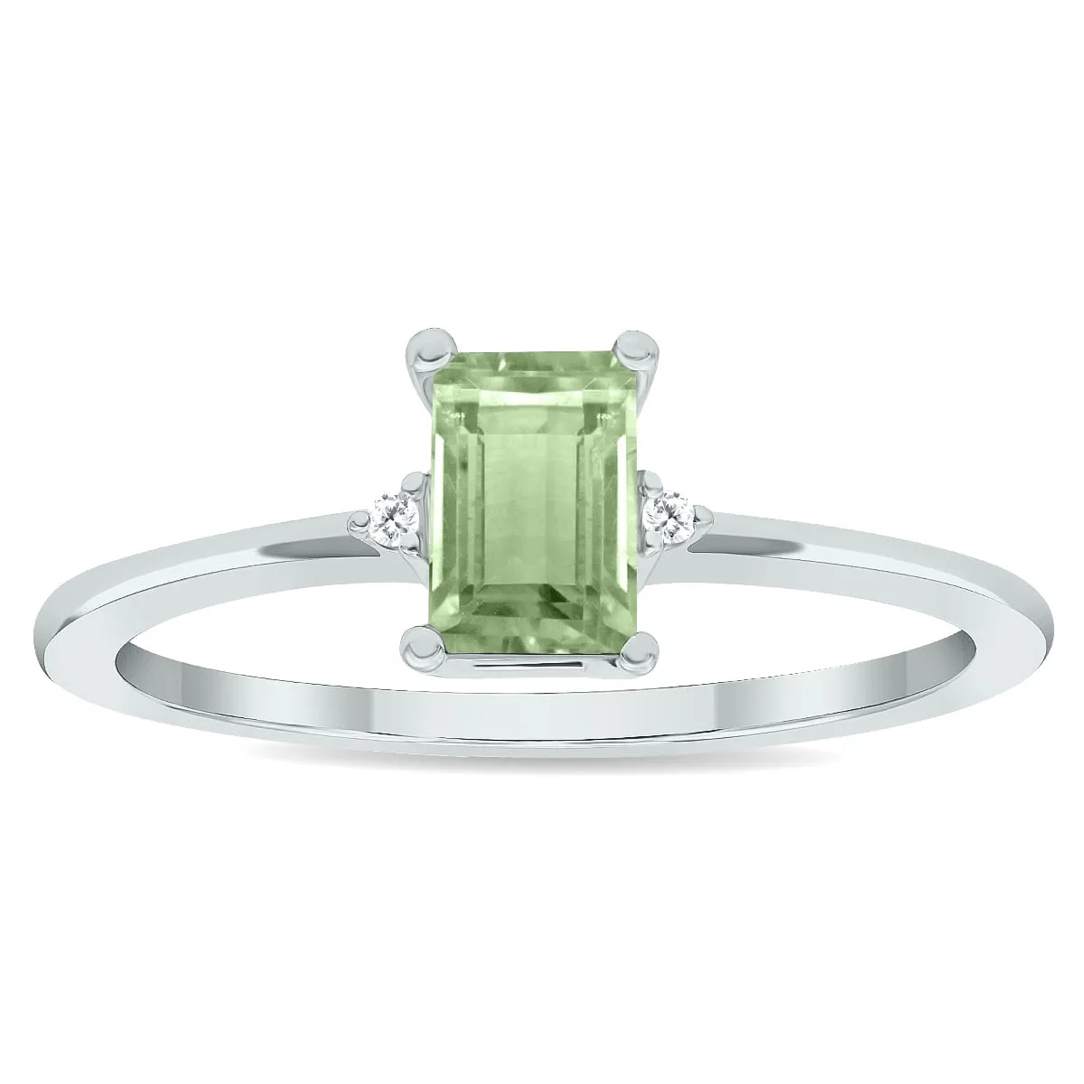 Women's Green Amethyst and Diamond Classic Band in 10K White Gold sold by Zulily