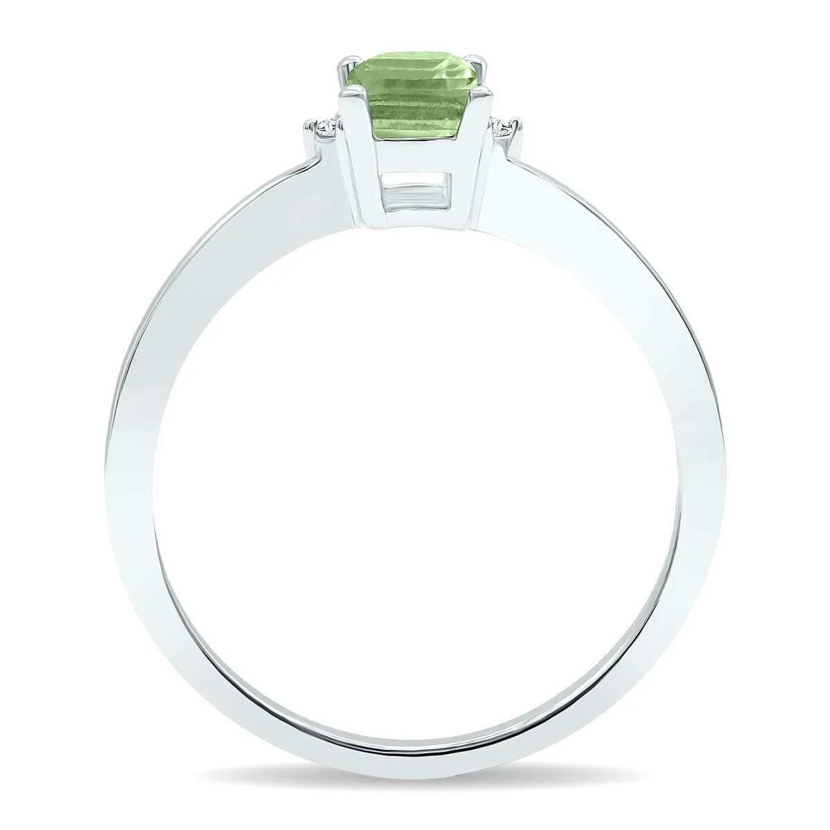 Women's Green Amethyst and Diamond Classic Band in 10K White Gold sold by Zulily product image thumbnail 2