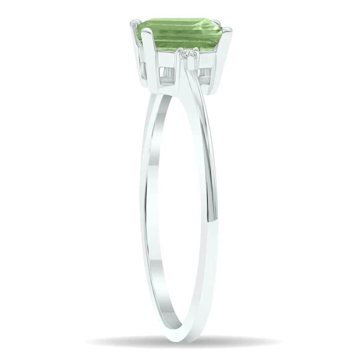 Women's Green Amethyst and Diamond Classic Band in 10K White Gold sold by Zulily product image thumbnail 3