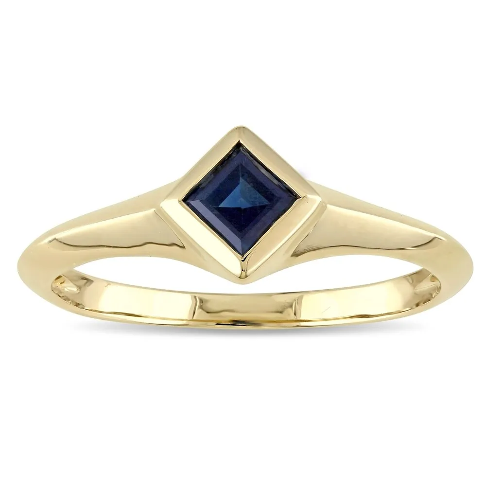 Miadora 14k Yellow Gold Square-Cut Blue Sapphire Engagement Ring sold by Zulily product image thumbnail 2