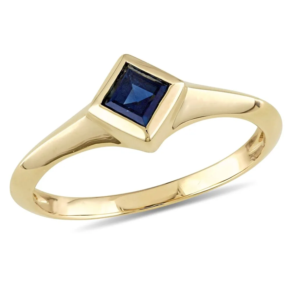 Miadora 14k Yellow Gold Square-Cut Blue Sapphire Engagement Ring sold by Zulily