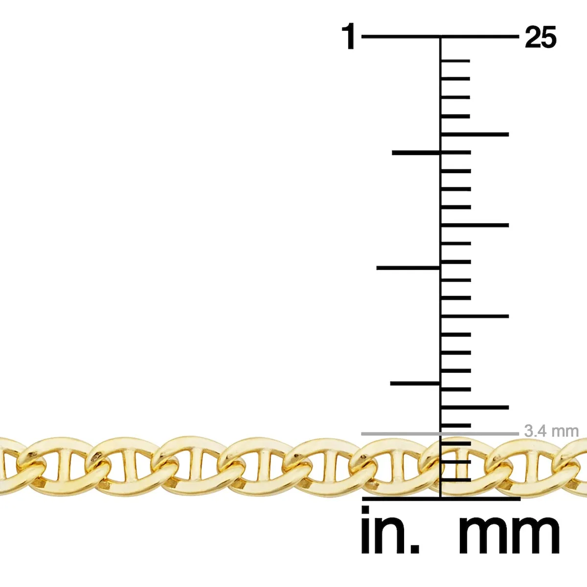14k Yellow Gold Filled 3.4 mm Mariner Link Chain Necklace For Men and Women sold by Zulily product image thumbnail 4