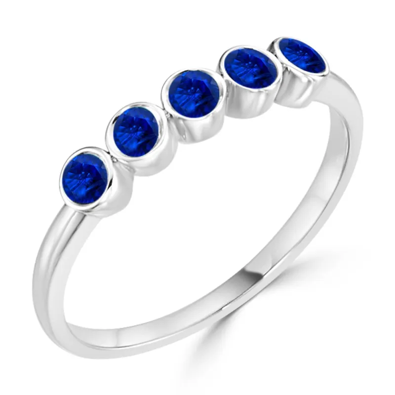 Auriya Petite Stackable 1/3ct Blue Sapphire 5-Stone Wedding Anniversary Band 10K Gold sold by Zulily