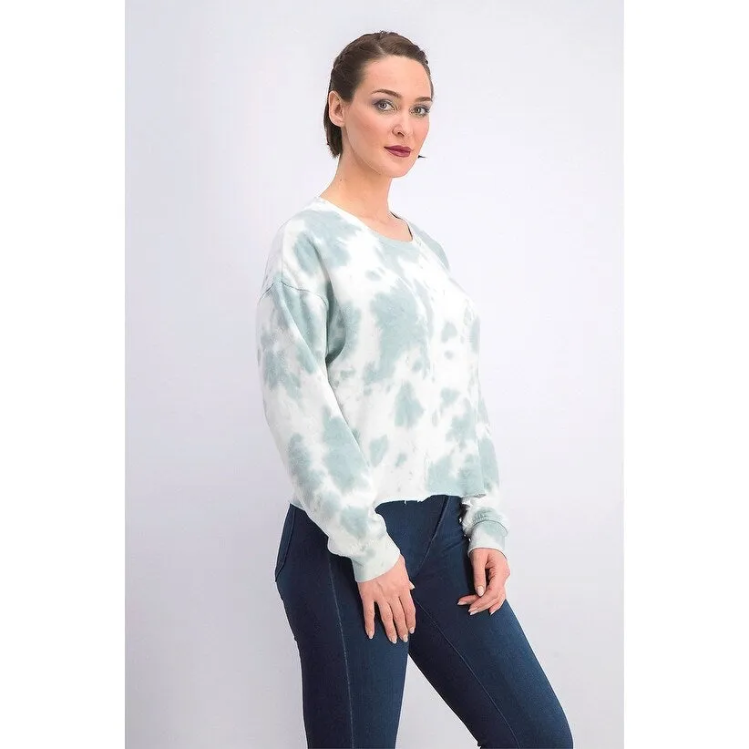 Hippie Rose Juniors' Tie-Dye Cropped Sweatshirt Med Green Size Medium - M sold by Zulily product image thumbnail 3