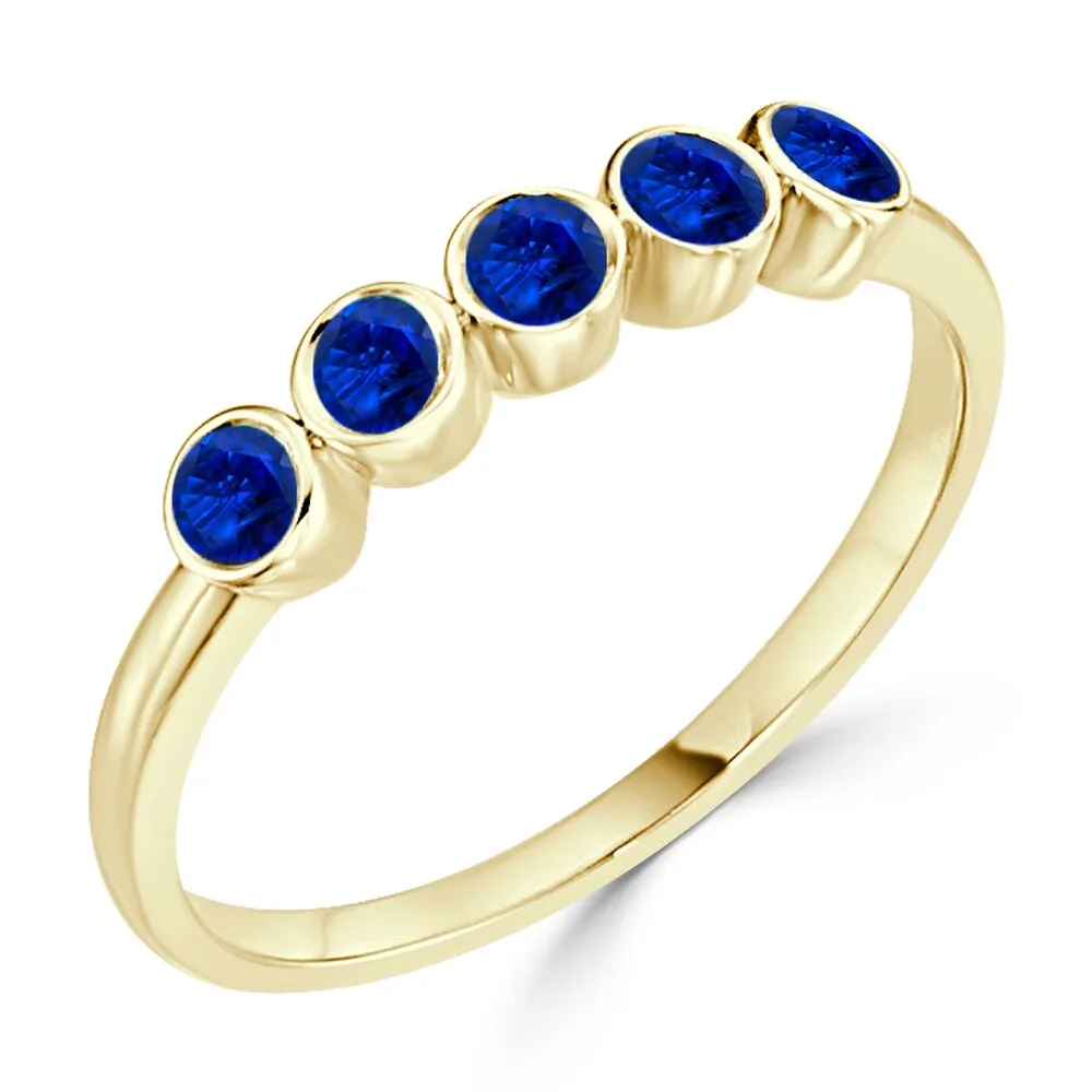 Auriya Petite Stackable 1/3ct Blue Sapphire 5-Stone Wedding Anniversary Band 10K Gold sold by Zulily product image thumbnail 4