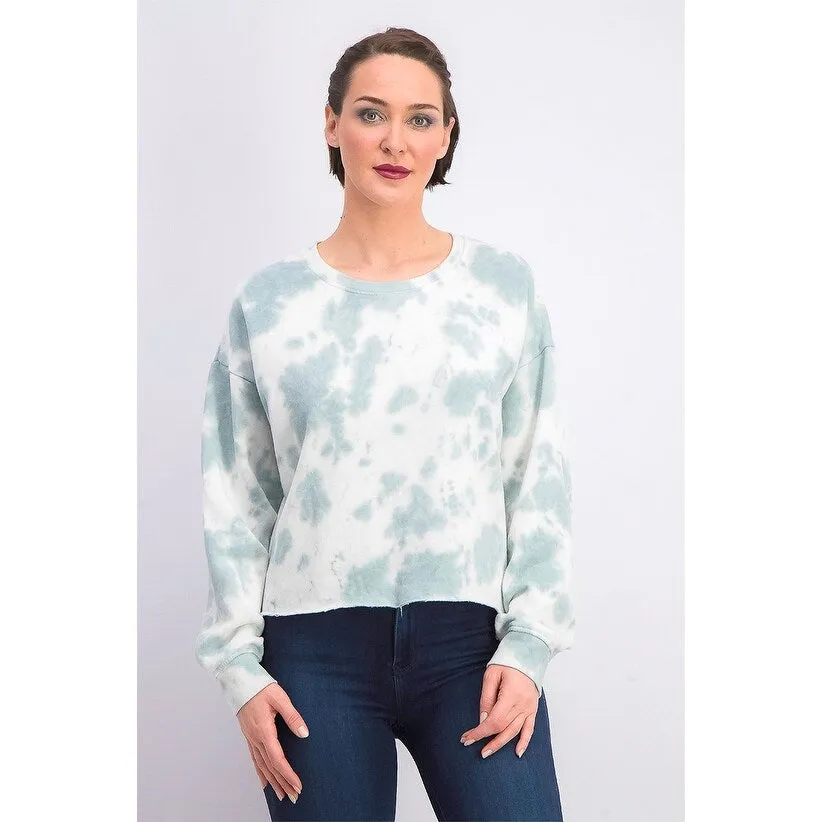 Hippie Rose Juniors' Tie-Dye Cropped Sweatshirt Med Green Size Medium - M sold by Zulily