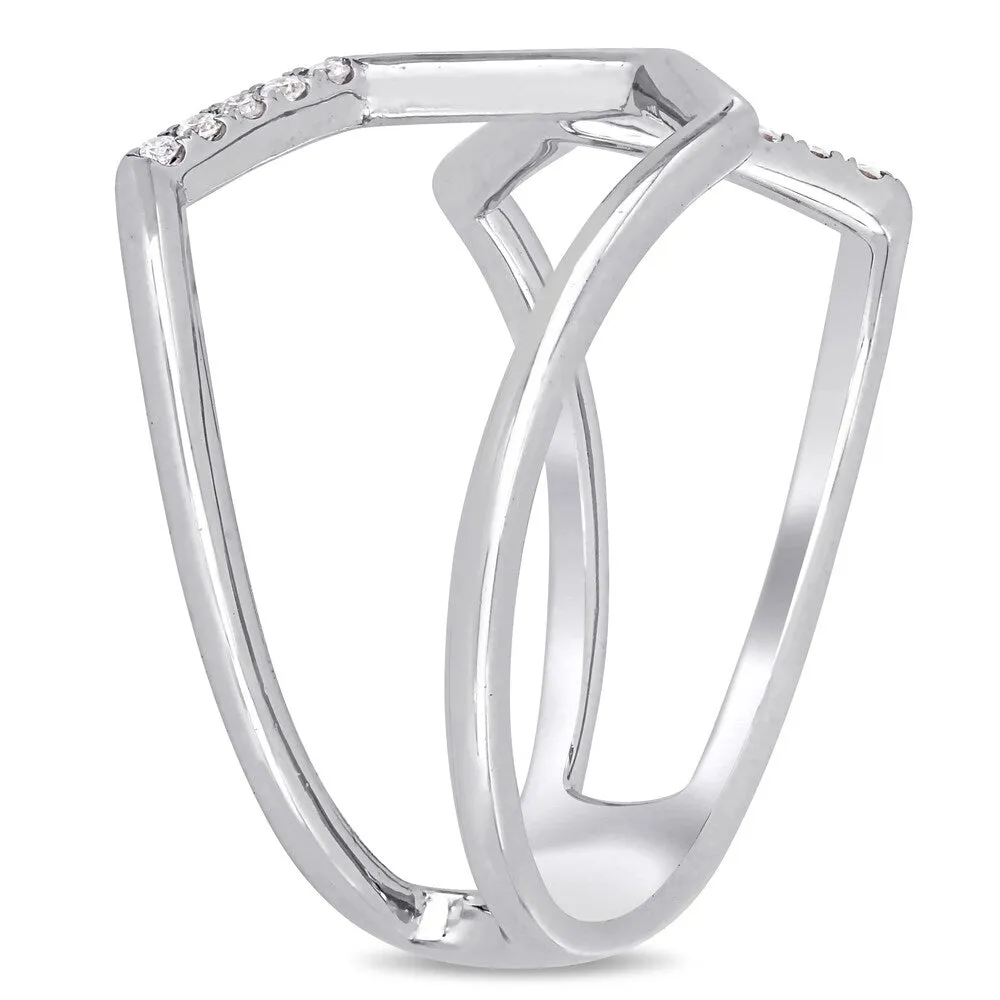 Miadora 14k White Gold Diamond-Accent Geometric Open Cuff Ring sold by Zulily product image thumbnail 2