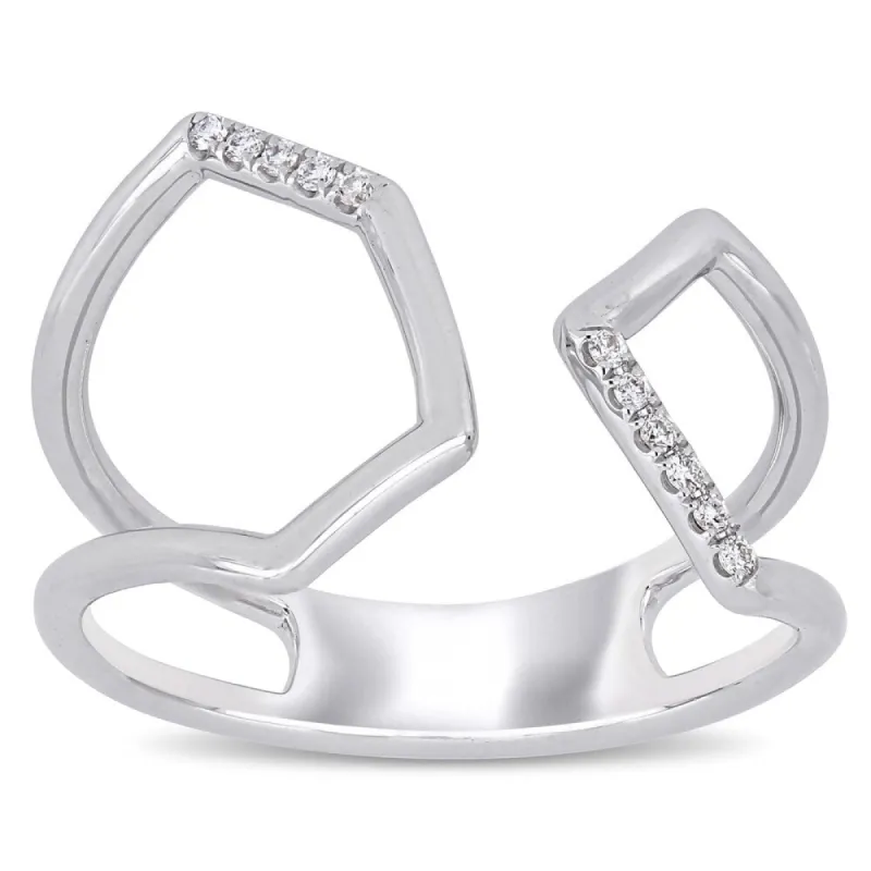Miadora 14k White Gold Diamond-Accent Geometric Open Cuff Ring sold by Zulily
