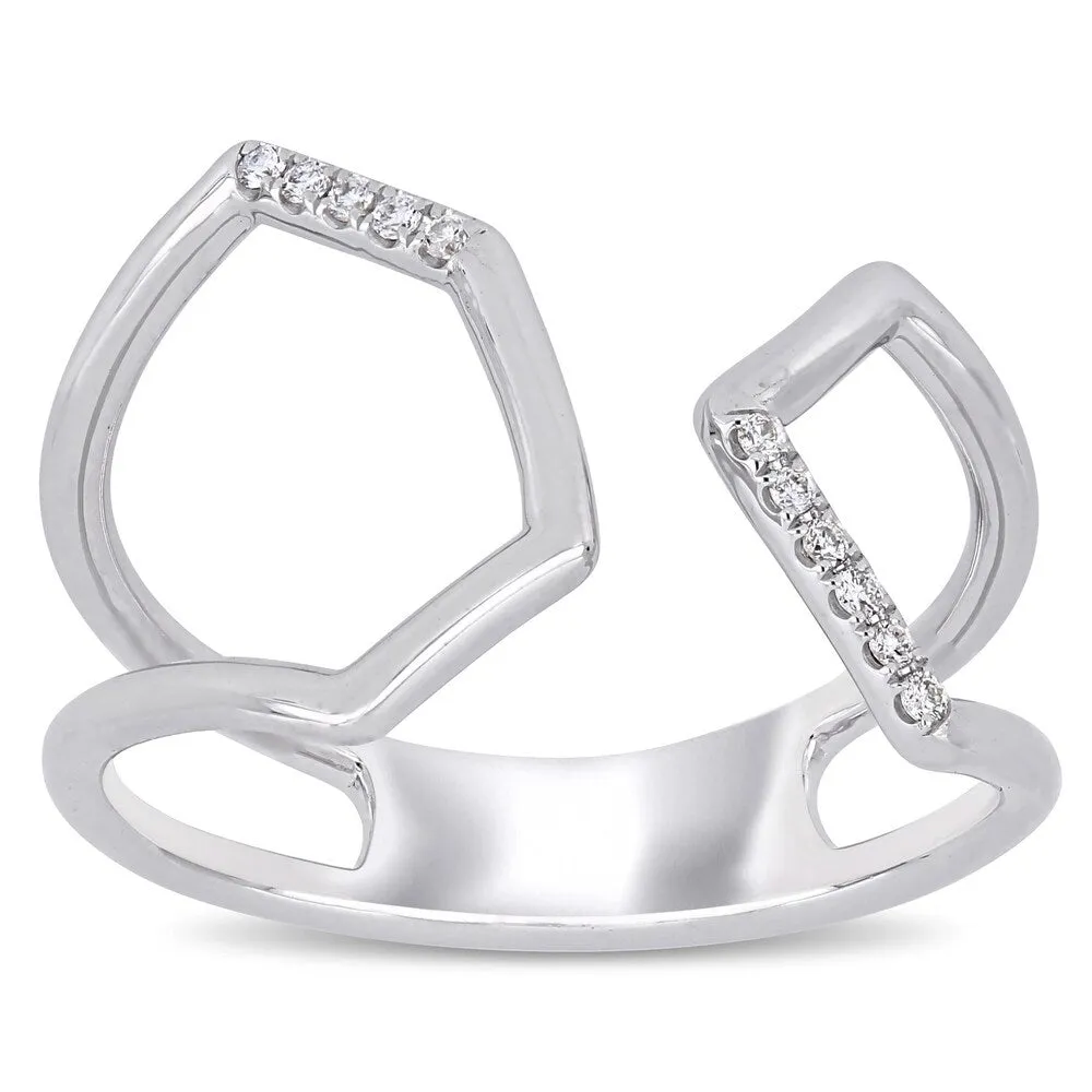 Miadora 14k White Gold Diamond-Accent Geometric Open Cuff Ring sold by Zulily