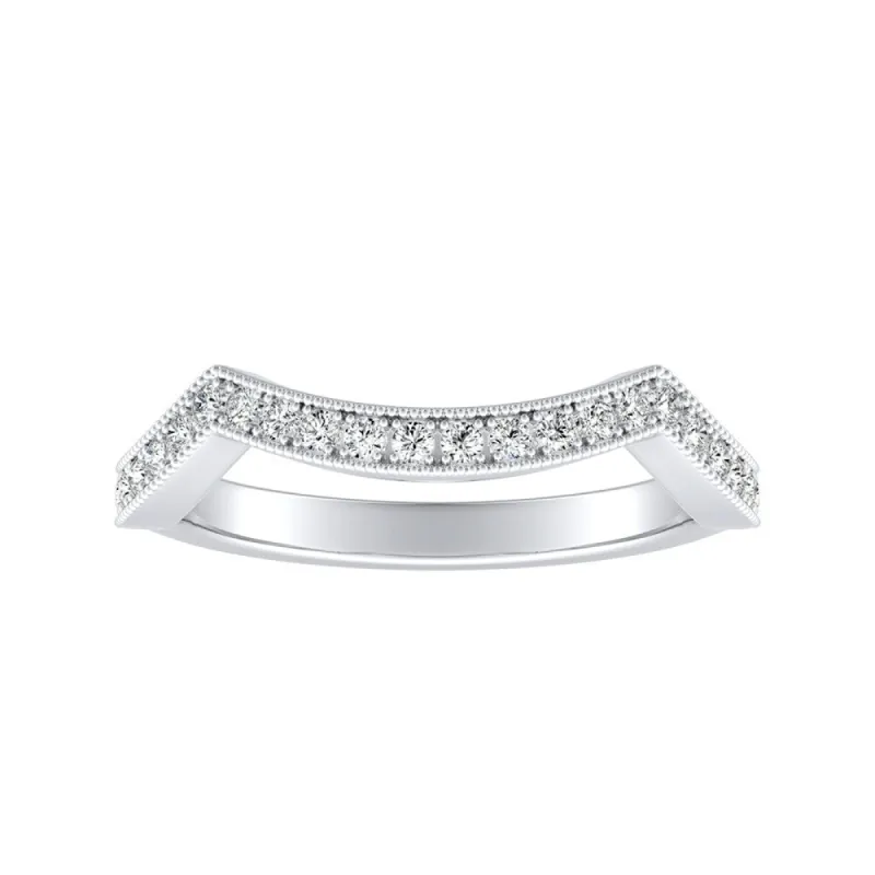 Auriya Platinum 1/6ctw Milgrain Curved Diamond Wedding Band sold by Zulily