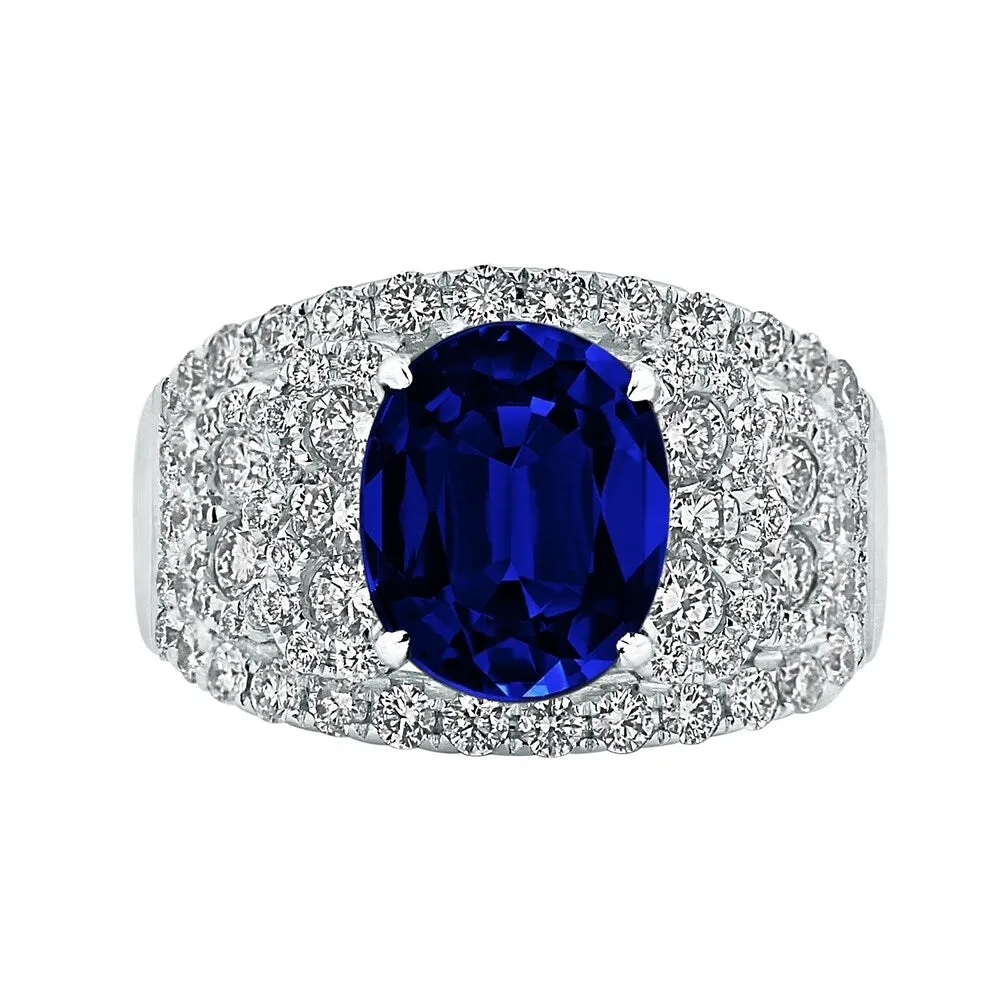 Auriya 8 1/3ct Oval-cut Blue Sapphire and 1 1/3ctw Pave Diamond Ring 18K Gold sold by Zulily product image thumbnail 2