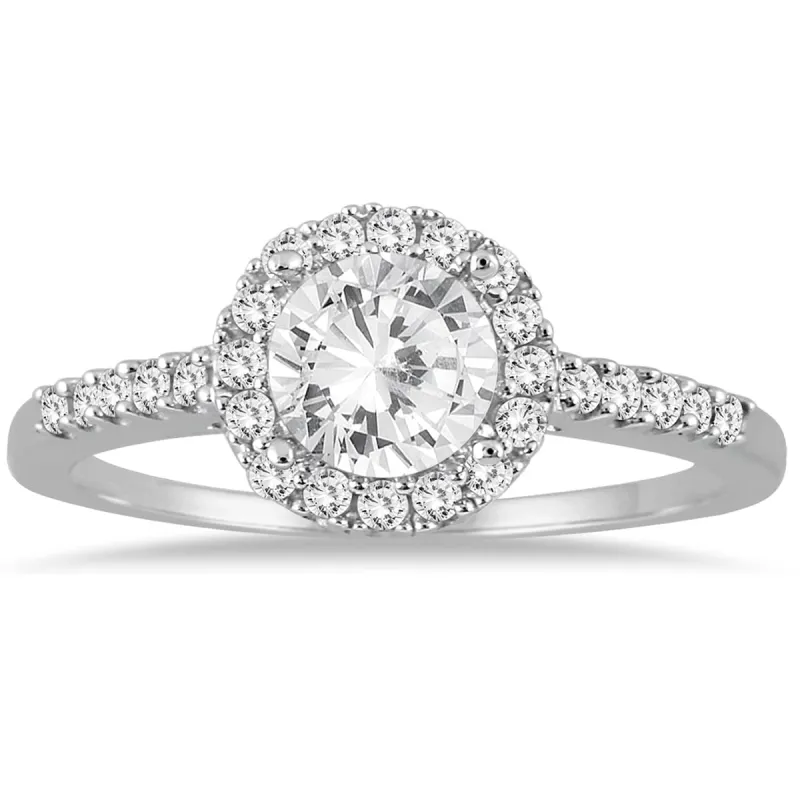 AGS Certified 1 Carat TW Diamond Halo Engagement Ring in 10K White Gold (I-J Color, I2-I3 Clarity) sold by Zulily