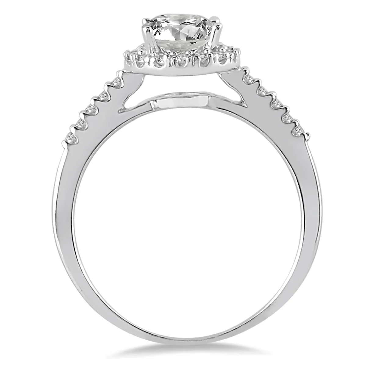AGS Certified 1 Carat TW Diamond Halo Engagement Ring in 10K White Gold (I-J Color, I2-I3 Clarity) sold by Zulily product image thumbnail 2
