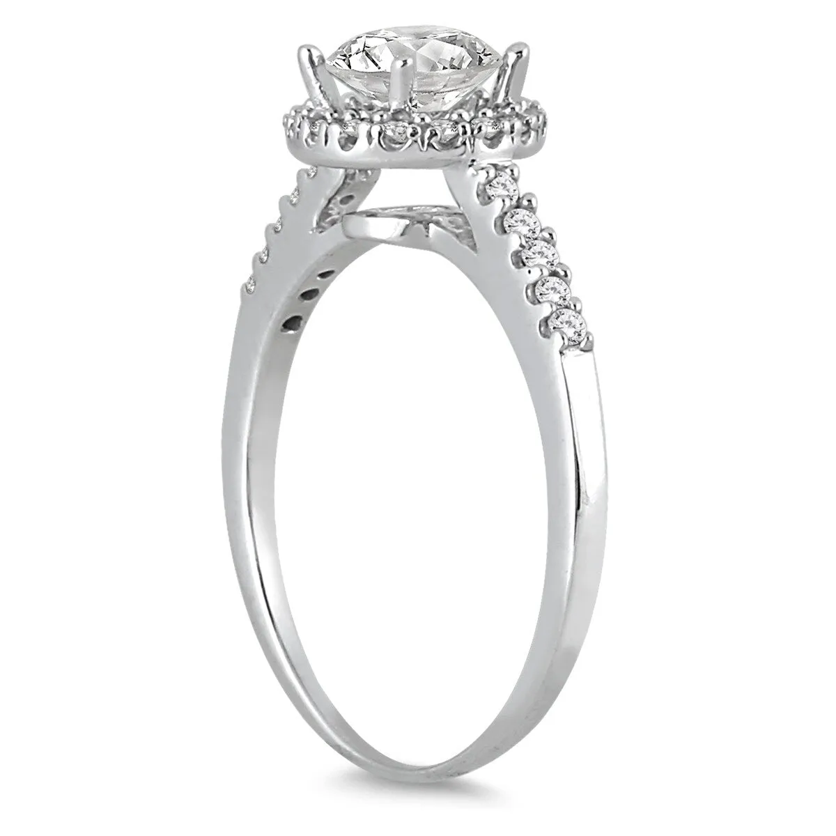 AGS Certified 1 Carat TW Diamond Halo Engagement Ring in 10K White Gold (I-J Color, I2-I3 Clarity) sold by Zulily product image thumbnail 3