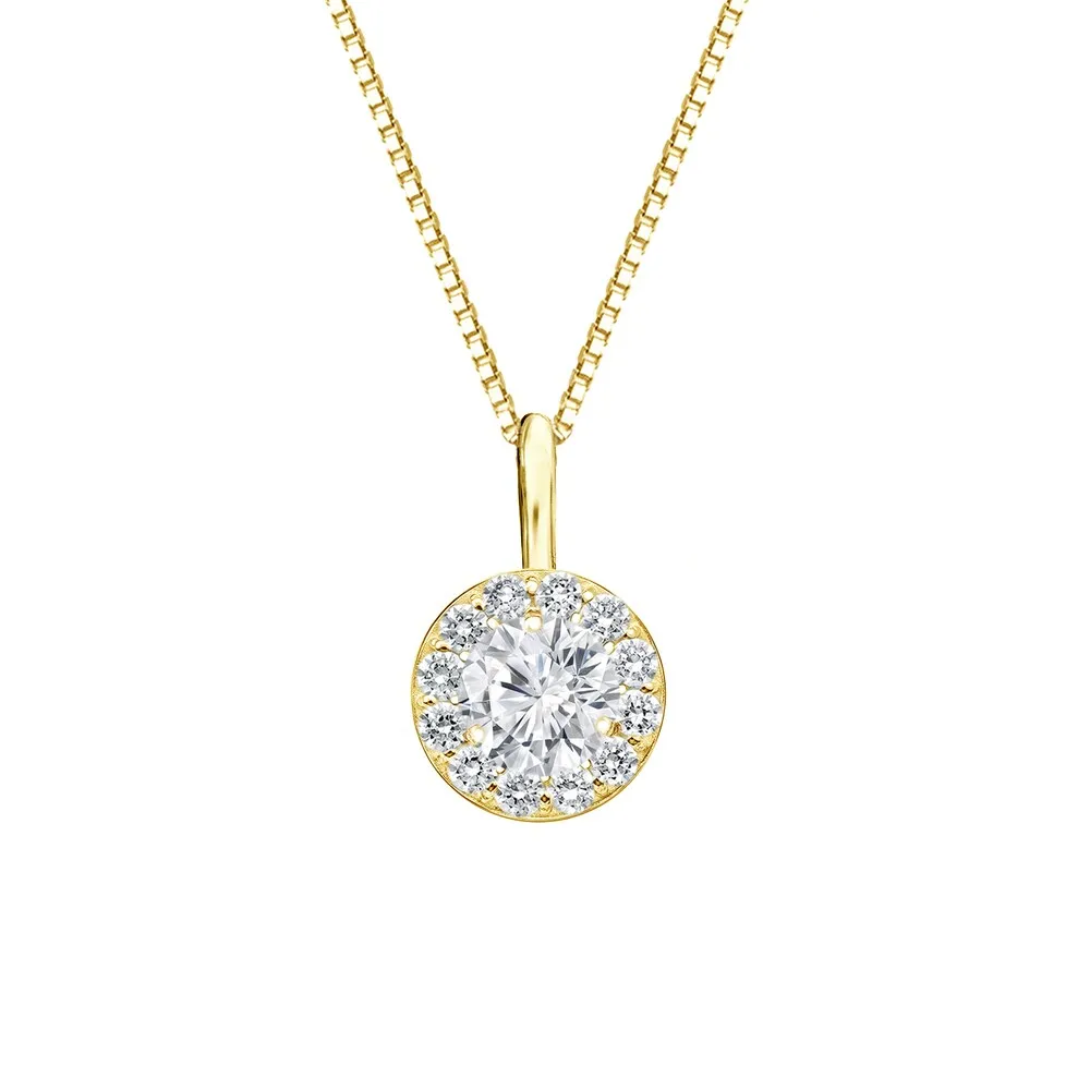 Auriya 14k Gold 1/2ct TDW Round-Cut Diamond Halo Necklace (H-I, SI1-SI2) sold by Zulily product image thumbnail 2