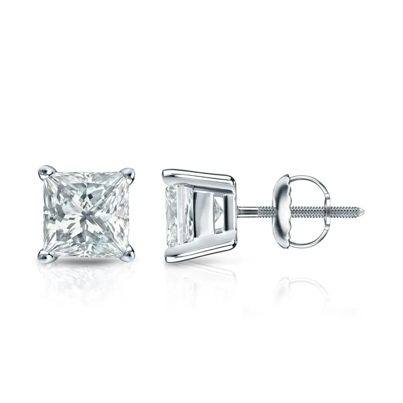Auriya 18-karat Gold Lab Grown 1.25 carat TDW Princess Diamond Stud Earrings 4-Prong Basket Screw-back sold by Zulily product image thumbnail 5