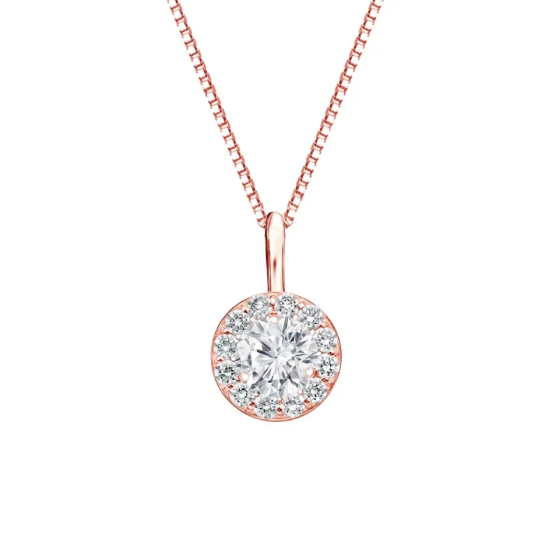 Auriya 14k Gold 1/2ct TDW Round-Cut Diamond Halo Necklace (H-I, SI1-SI2) sold by Zulily