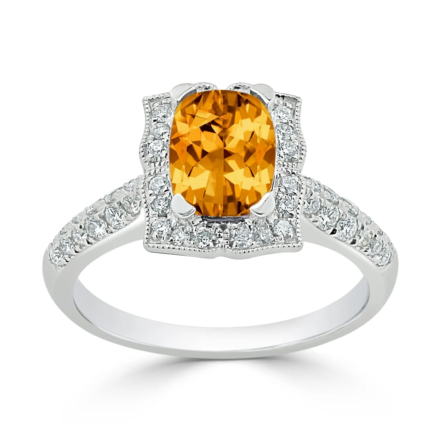 Auriya 1 3/8ct Fancy Cushion-cut Citrine Halo Diamond Engagement Ring 1/3ctw 14k Gold sold by Zulily product image thumbnail 3