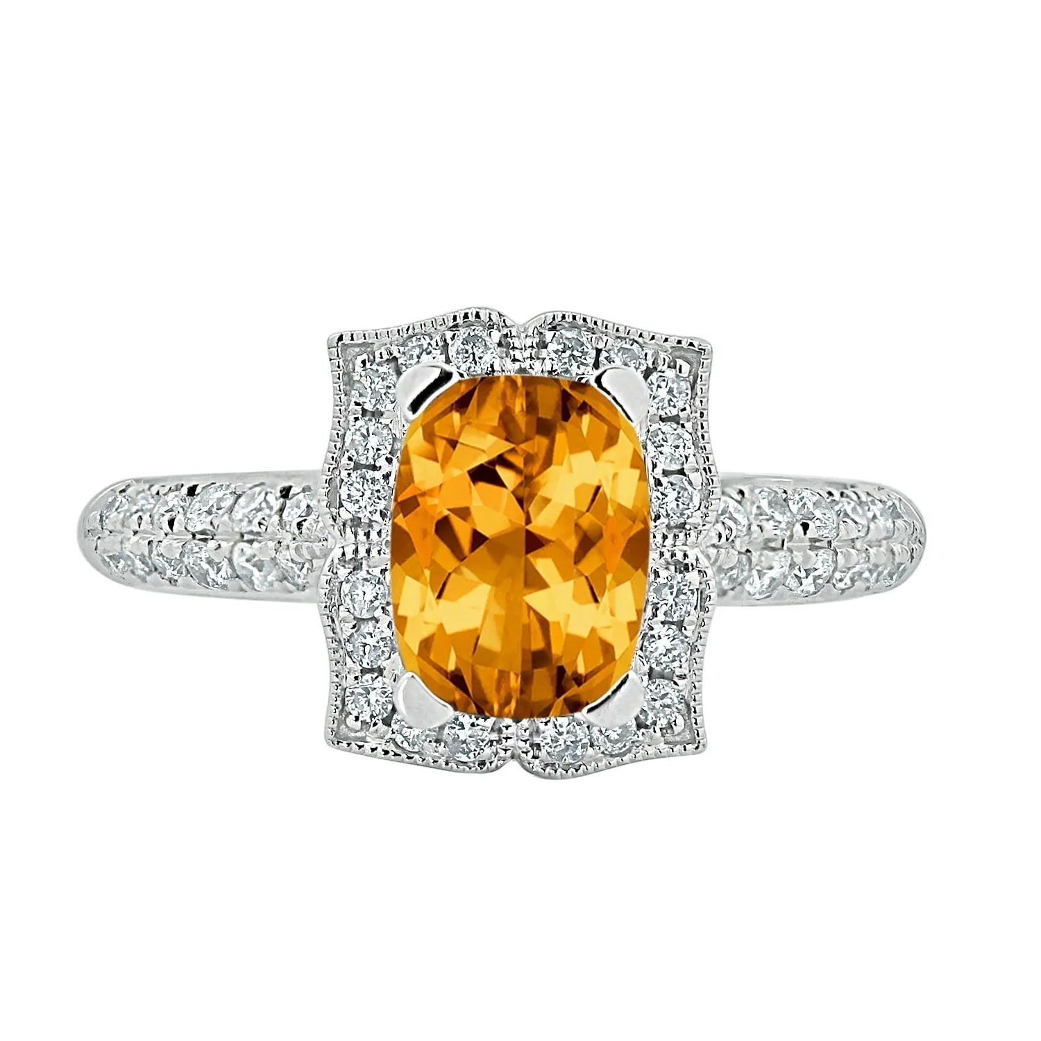 Auriya 1 3/8ct Fancy Cushion-cut Citrine Halo Diamond Engagement Ring 1/3ctw 14k Gold sold by Zulily product image thumbnail 2