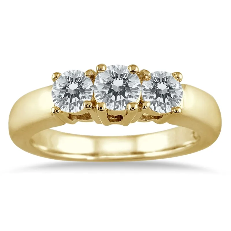 1 Carat TW Three Stone Diamond Ring in 10K Yellow Gold sold by Zulily