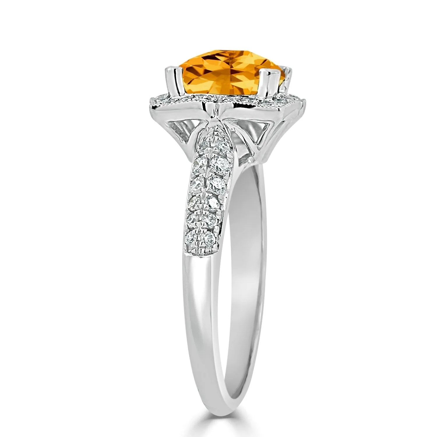 Auriya 1 3/8ct Fancy Cushion-cut Citrine Halo Diamond Engagement Ring 1/3ctw 14k Gold sold by Zulily product image thumbnail 4