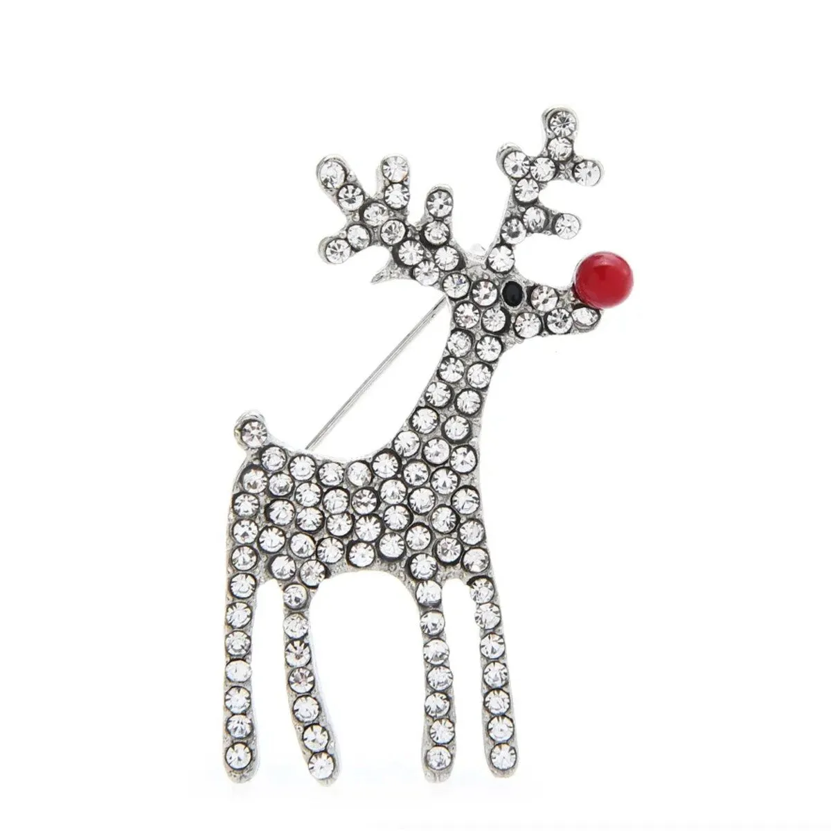 Don't AsK Silvertone Reindeer Brooch Christmas Crystal Festive Brooch sold by Zulily