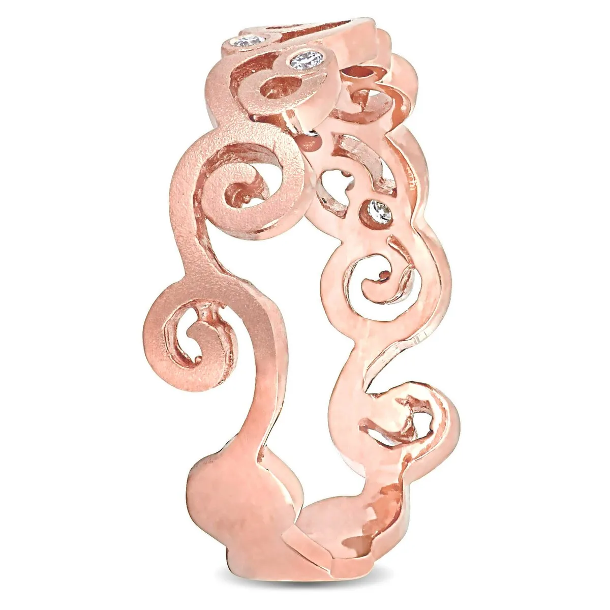 Miadora 14k Rose Gold Diamond Accent Vintage Filigree Station Eternity Wedding Band Ring sold by Zulily product image thumbnail 2