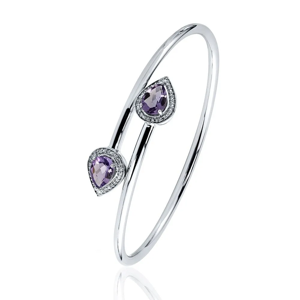 Stackable 2ct Pear Shaped Purple Amethyst Bypass Bangle Bracelet with Diamond Accents by Auriya in Gold over Silver sold by Zulily product image thumbnail 4