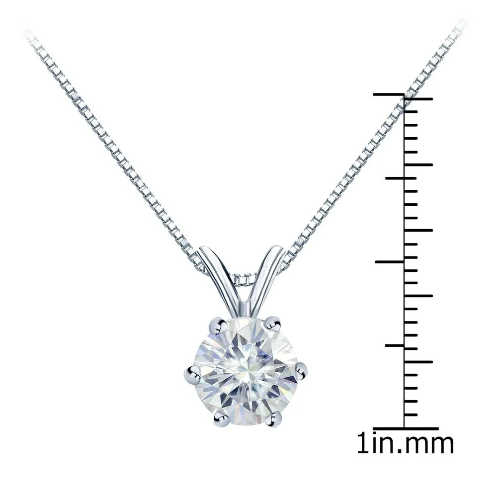 Auriya Round Solitaire Moissanite Necklace 1 3/4ctw 6-prong Basket Platinum - 7.8 mm sold by Zulily product image thumbnail 4